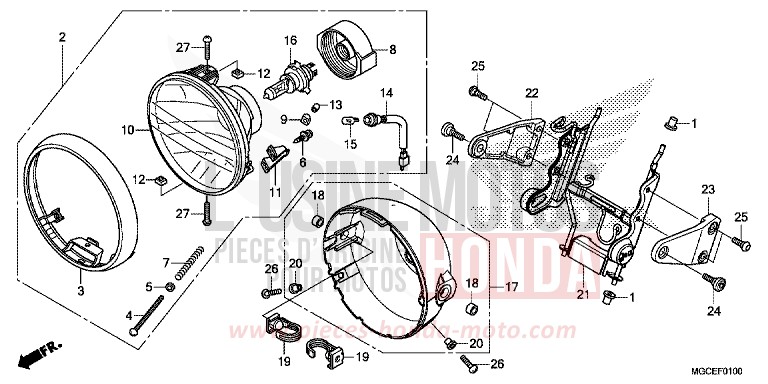 PROJECTEUR de CB1100 ABS GRAPHITE BLACK (NHB01) 2014